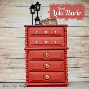 Chest of drawers painted in red